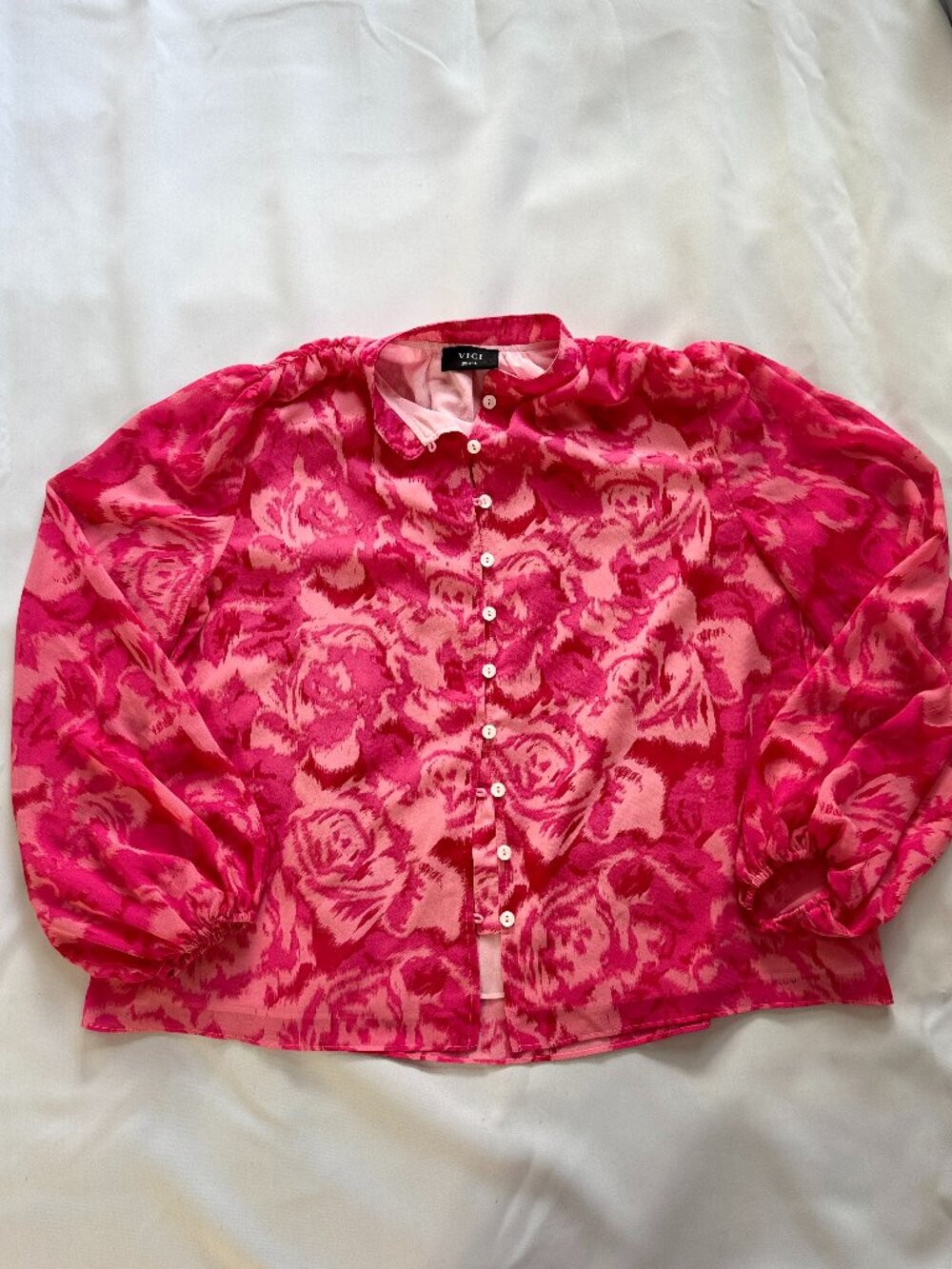 VICI Pink Rose Floral Long Sleeve Button Up Blouse S